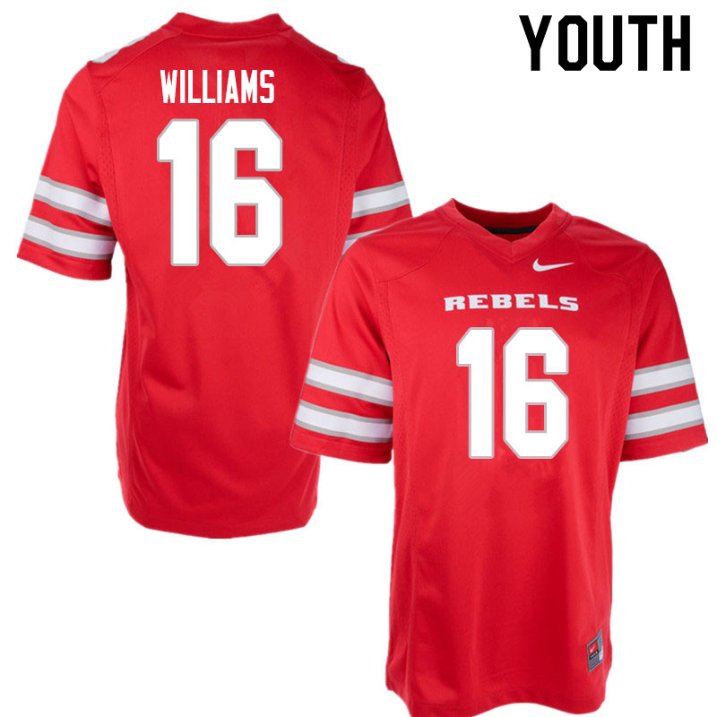 Youth #16 Nohl Williams UNLV Rebels College Football Jerseys Sale-Red